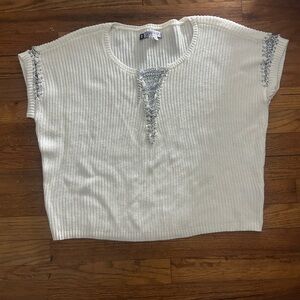 White and Gray Women's Top